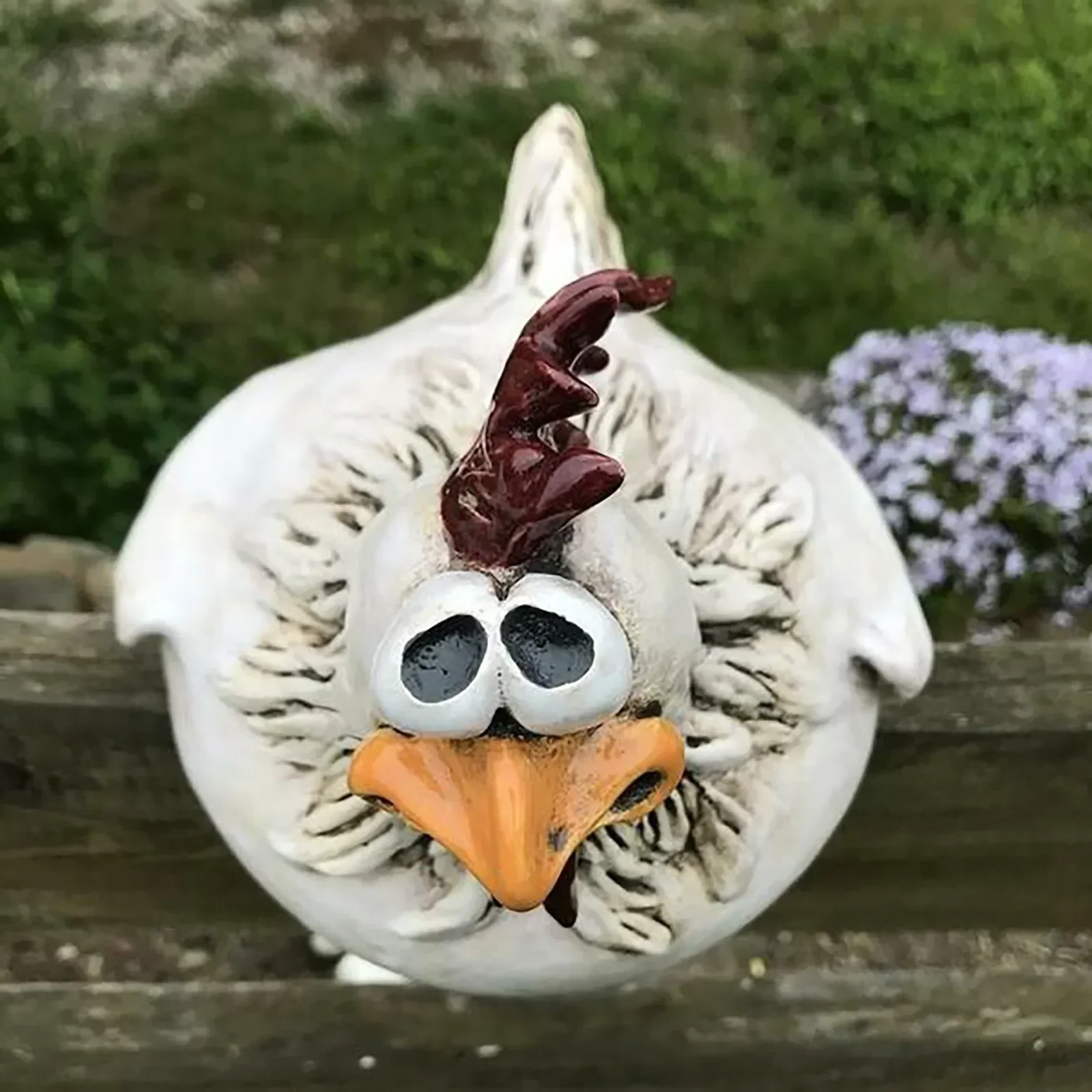 Funny Chicken Fence Decor – Resin Garden Statue